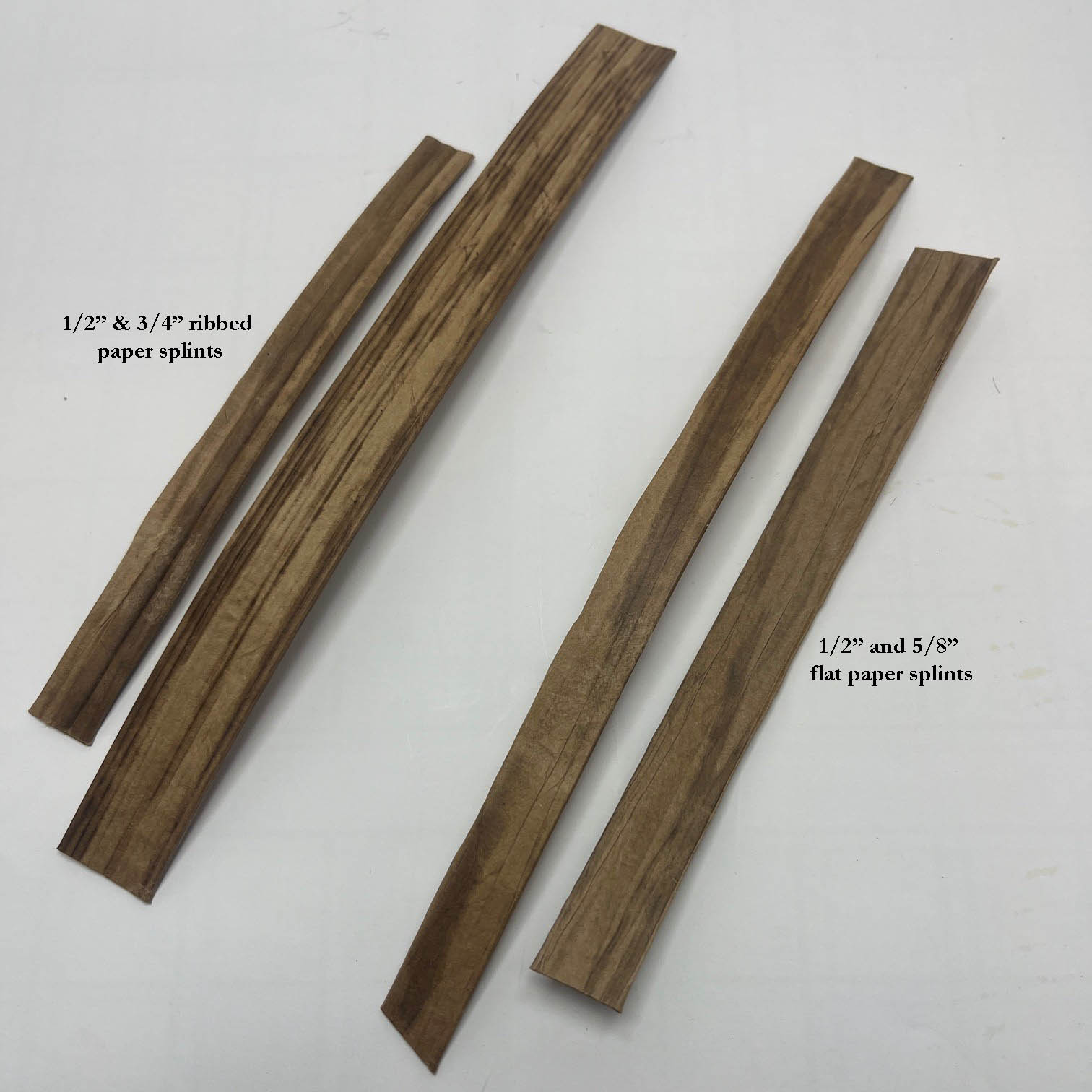 paper splints, 1/2", 5/8" and 3/4"