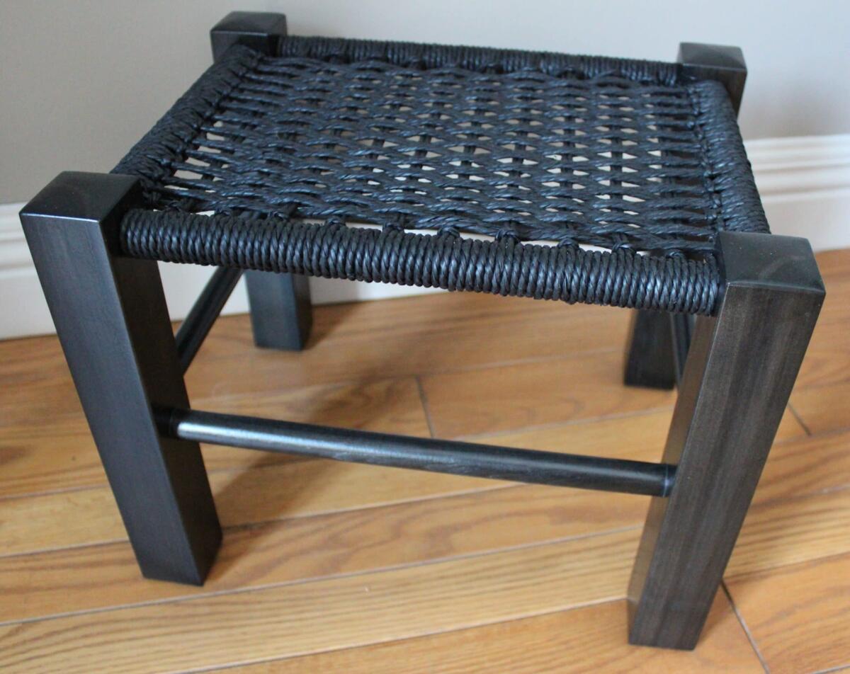 Stool unlaced black danish cord